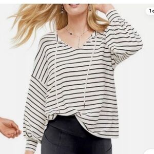 Cabi Relax Game Day Striped Jersey Rayon Top Sz L